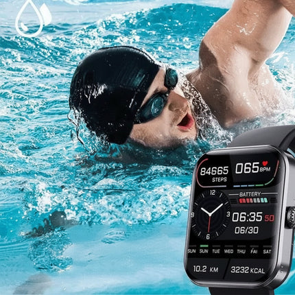 Smartwatch z pomiarem ciśnienia krwi i poziomu cukru we krwi – funkcją połączeń Bluetooth – wytrzymałym silikonowym paskiem i obudową ze stopu cynku 2