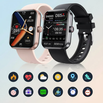 Smartwatch z pomiarem ciśnienia krwi i poziomu cukru we krwi – funkcją połączeń Bluetooth – wytrzymałym silikonowym paskiem i obudową ze stopu cynku 4