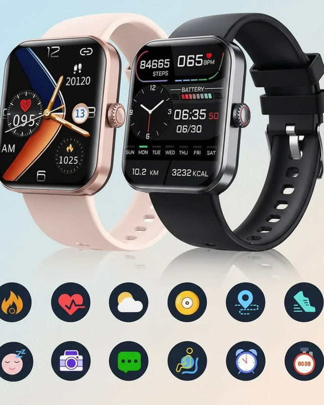Smartwatch z pomiarem ciśnienia krwi i poziomu cukru we krwi – funkcją połączeń Bluetooth – wytrzymałym silikonowym paskiem i obudową ze stopu cynku 4