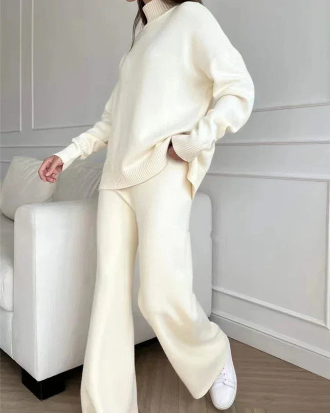 SnugWeave – 2-częściowy dzianinowy strój domowy – ciepły damski sweter i spodnie na relaksujące dni 0