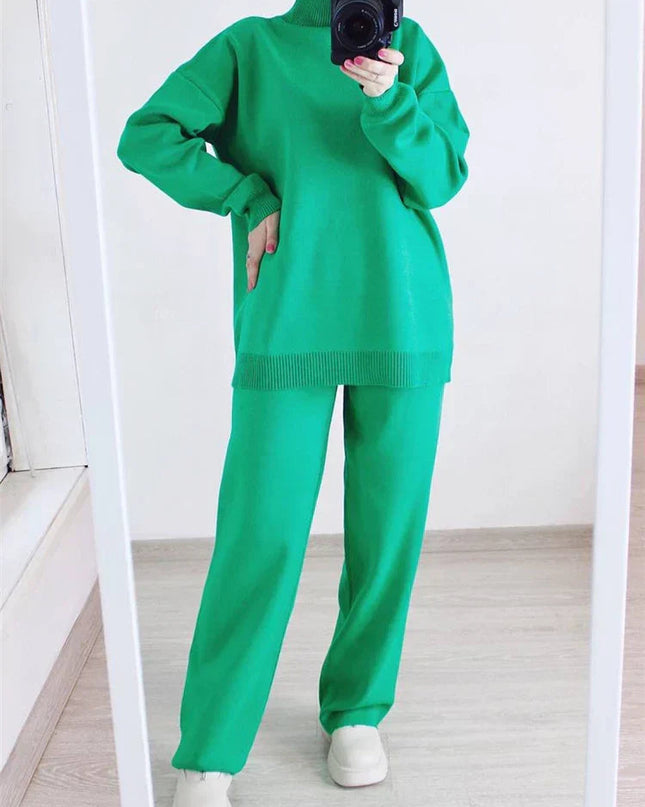 SnugWeave – 2-częściowy dzianinowy strój domowy – ciepły damski sweter i spodnie na relaksujące dni 5