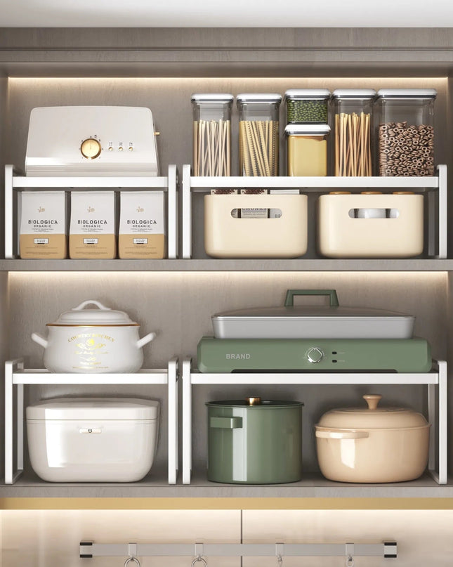 SpaceSaver – rozszerzalny organizer na półki kuchenne – stylowe i funkcjonalne rozwiązanie do przechowywania 1