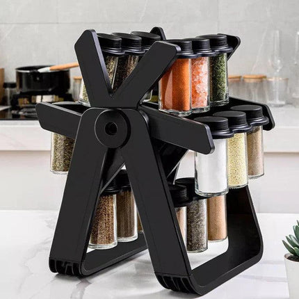 SpiceTurn – pomysłowy obrotowy stojak na przyprawy – płynny obrót o 360° z hermetycznymi słoikami 0