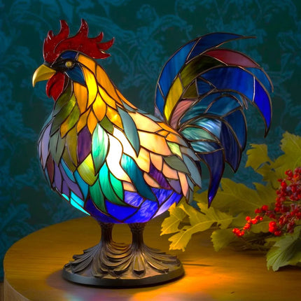Stained Glass Table Lamp with Warm LED Light – Minimalist Animal Design for Bedroom and Living Room 10