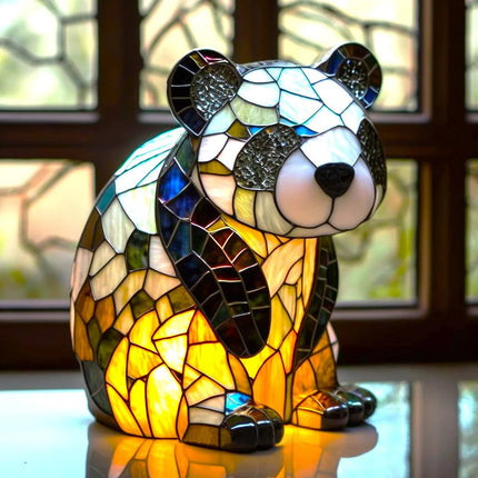 Stained Glass Table Lamp with Warm LED Light – Minimalist Animal Design for Bedroom and Living Room 12
