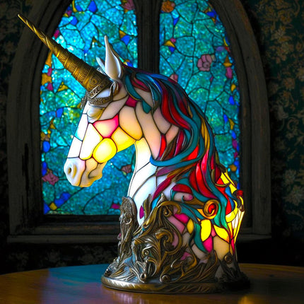 Stained Glass Table Lamp with Warm LED Light – Minimalist Animal Design for Bedroom and Living Room 13