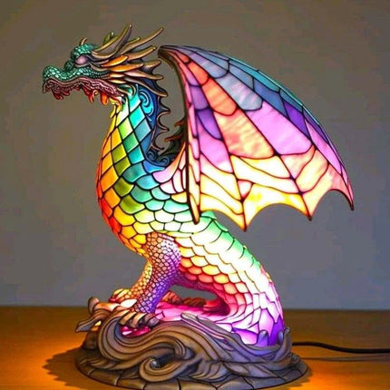 Stained Glass Table Lamp with Warm LED Light – Minimalist Animal Design for Bedroom and Living Room 15