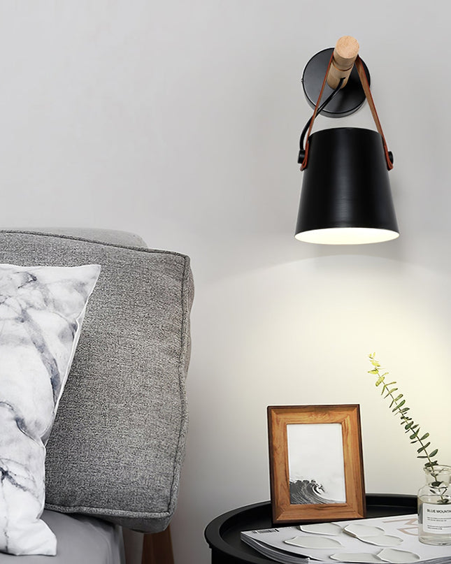 Stylowy Kinkiet Ścienny LED w Skandynawskim Stylu z Drewnem i Skórą – Idealny do Sypialni i Salonu 7