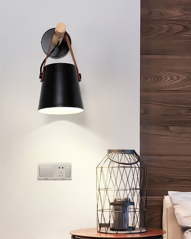 Stylowy Kinkiet Ścienny LED w Skandynawskim Stylu z Drewnem i Skórą – Idealny do Sypialni i Salonu 8