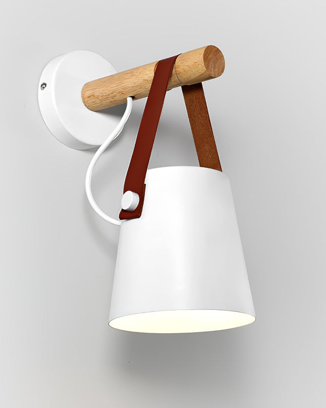 Stylowy Kinkiet Ścienny LED w Skandynawskim Stylu z Drewnem i Skórą – Idealny do Sypialni i Salonu 9