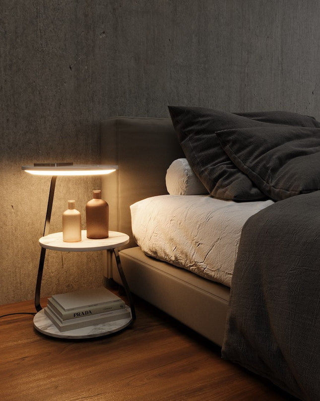 Stylowy Stolik Boczny do Kanapy z Dwuwarstwowymi Blatami - Malowana Stal i Drewno, Nowoczesny Design, Praktyczna Przestrzeń 2