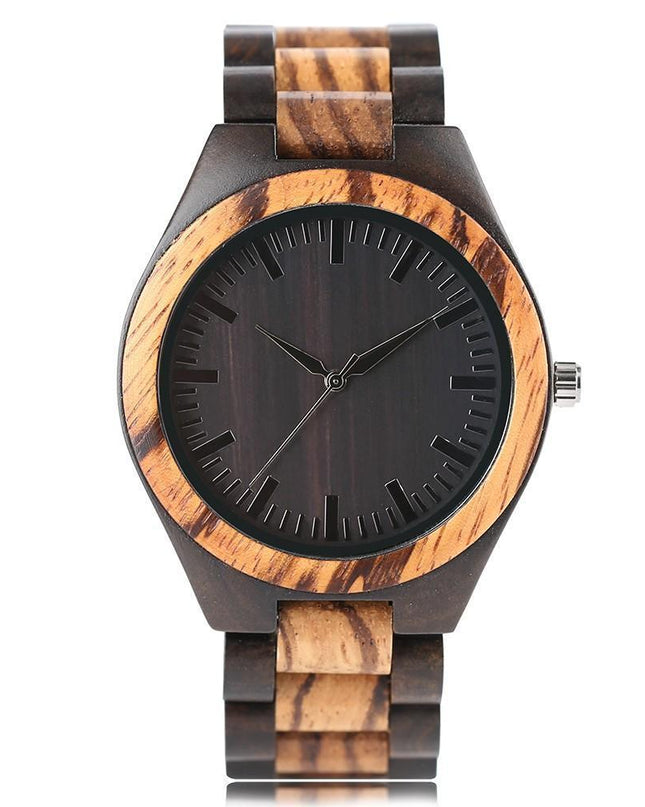 Stylowy Zegarek Męski z Bambusa – Ekologiczny, Lekki, Precyzyjny Mechanizm Kwarcowy, 4,4 cm Tarcza 0