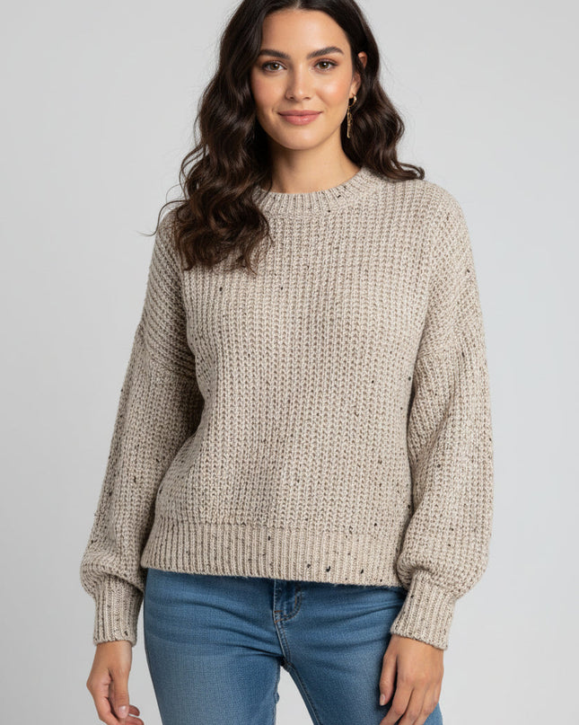 Sweter retro z dzianiny o przytulnej fakturze – miękki, luźny krój – design inspirowany stylem vintage 0