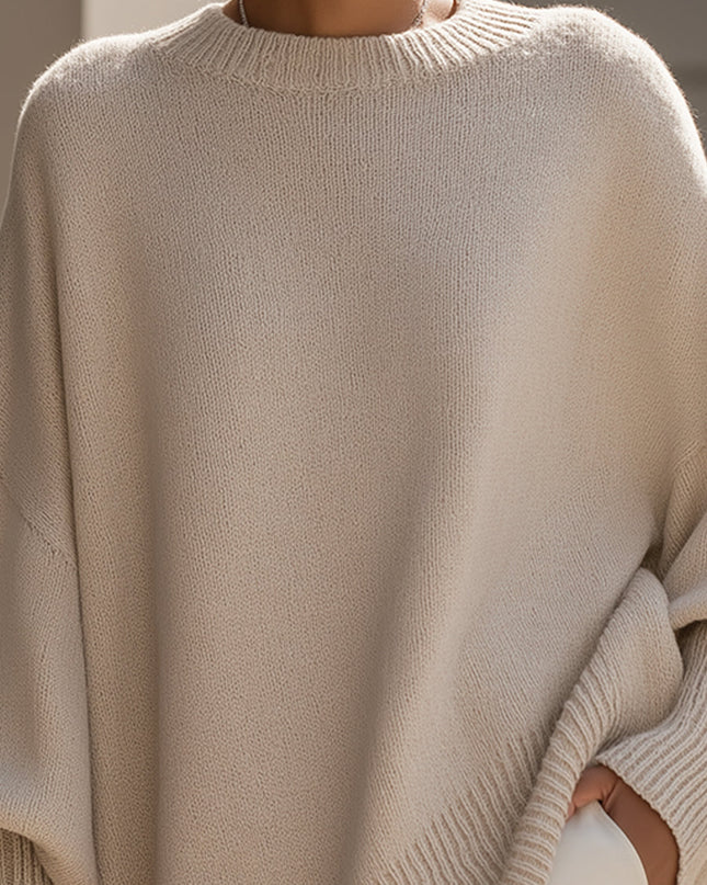 Sweter z mieszanki wełny z asymetrycznym dołem i ściągaczami – luźny, wygodny krój 1