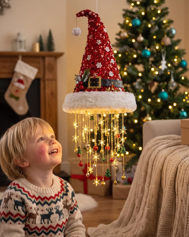 Świąteczne czapki Mikołaja z wbudowanyymi lampkami LED, idealne na Boże Narodzenie, dod 3