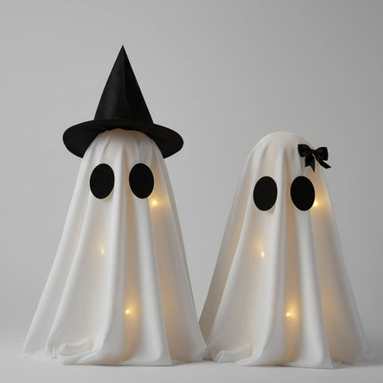 Świecące dekoracje duchy na Halloween, zestaw 2 sztuk, idealny do upiornego wystroju wnętr 0