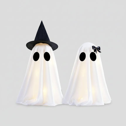 Świecące dekoracje duchy na Halloween, zestaw 2 sztuk, idealny do upiornego wystroju wnętr 1
