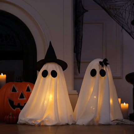 Świecące dekoracje duchy na Halloween, zestaw 2 sztuk, idealny do upiornego wystroju wnętr 2