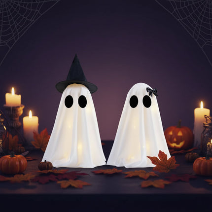 Świecące dekoracje duchy na Halloween, zestaw 2 sztuk, idealny do upiornego wystroju wnętr 3