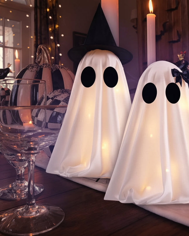 Świecące dekoracje duchy na Halloween, zestaw 2 sztuk, idealny do upiornego wystroju wnętr 4