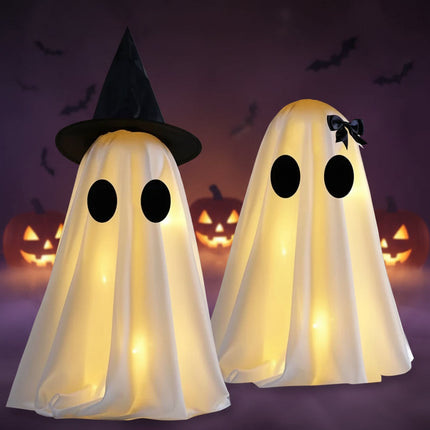 Świecące dekoracje duchy na Halloween, zestaw 2 sztuk, idealny do upiornego wystroju wnętr 5