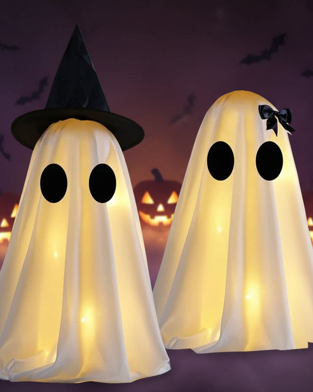 Świecące dekoracje duchy na Halloween, zestaw 2 sztuk, idealny do upiornego wystroju wnętr 5