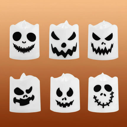 Świeczki LED na baterie, zestaw 6 sztuk, zmieniające kolor, idealne dekoracje na Halloween, twor 0