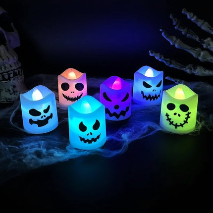 Świeczki LED na baterie, zestaw 6 sztuk, zmieniające kolor, idealne dekoracje na Halloween, twor 1