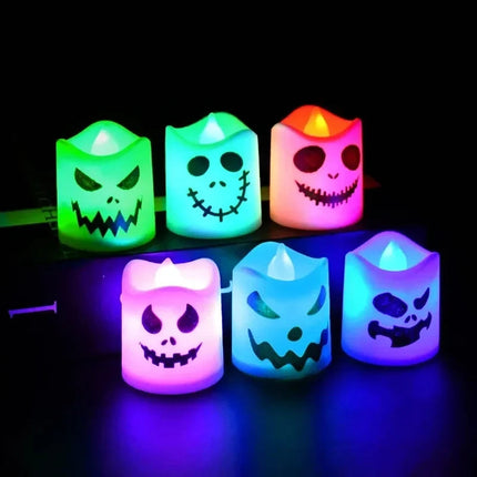 Świeczki LED na baterie, zestaw 6 sztuk, zmieniające kolor, idealne dekoracje na Halloween, twor 2