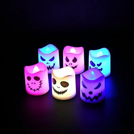 Świeczki LED na baterie, zestaw 6 sztuk, zmieniające kolor, idealne dekoracje na Halloween, twor 3