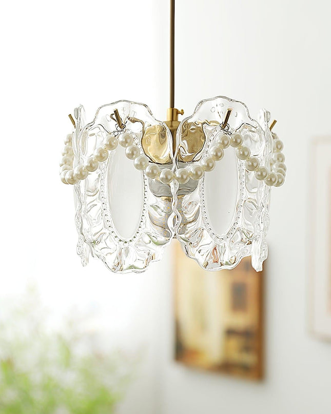 Szklana Lampa Wisząca z Kwiatowym Wzorem – Elegancka Lampa Do Salonu, Idealna Nad Stół, 20 cm 0