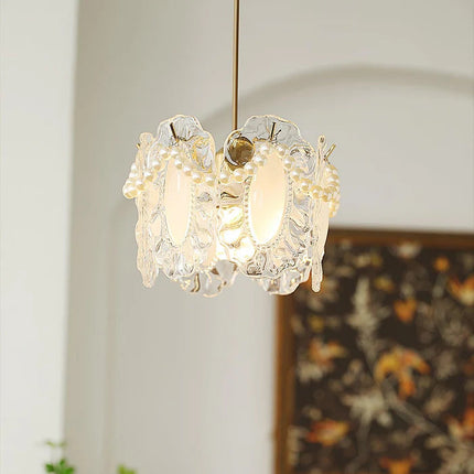 Szklana Lampa Wisząca z Kwiatowym Wzorem – Elegancka Lampa Do Salonu, Idealna Nad Stół, 20 cm 3