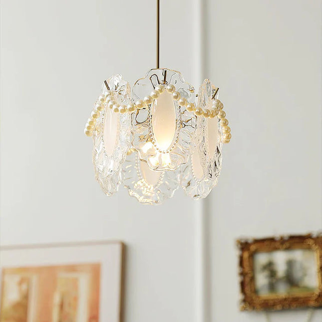 Szklana Lampa Wisząca z Kwiatowym Wzorem – Elegancka Lampa Do Salonu, Idealna Nad Stół, 20 cm 4