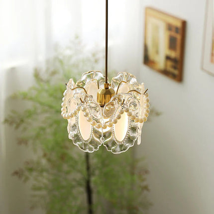 Szklana Lampa Wisząca z Kwiatowym Wzorem – Elegancka Lampa Do Salonu, Idealna Nad Stół, 20 cm 7