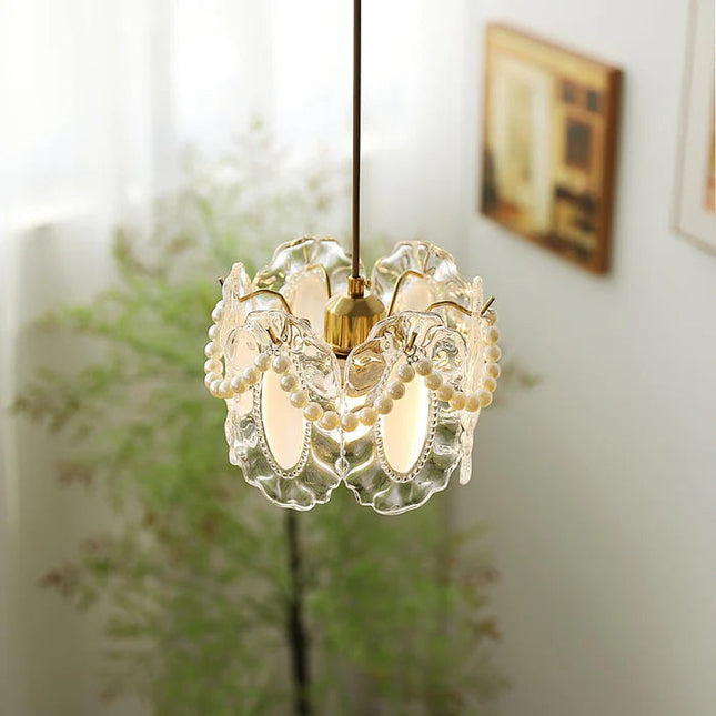 Szklana Lampa Wisząca z Kwiatowym Wzorem – Elegancka Lampa Do Salonu, Idealna Nad Stół, 20 cm 7