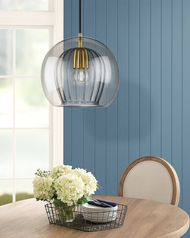 Szklana lampa wisząca na wyspę kuchenną – ściemnialna, minimalistyczny design LED – dostępna w rozmiarach 15 cm, 20 cm i 25 cm 2