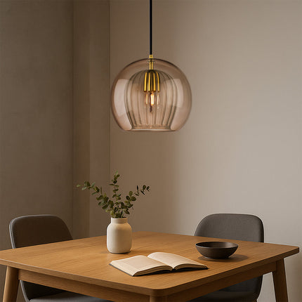 Szklana lampa wisząca na wyspę kuchenną – ściemnialna, minimalistyczny design LED – dostępna w rozmiarach 15 cm, 20 cm i 25 cm 3