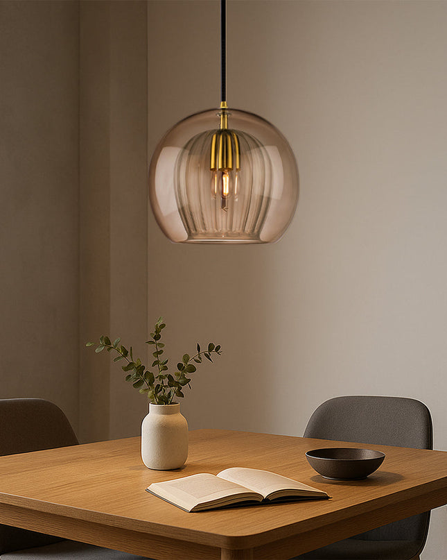 Szklana lampa wisząca na wyspę kuchenną – ściemnialna, minimalistyczny design LED – dostępna w rozmiarach 15 cm, 20 cm i 25 cm 3