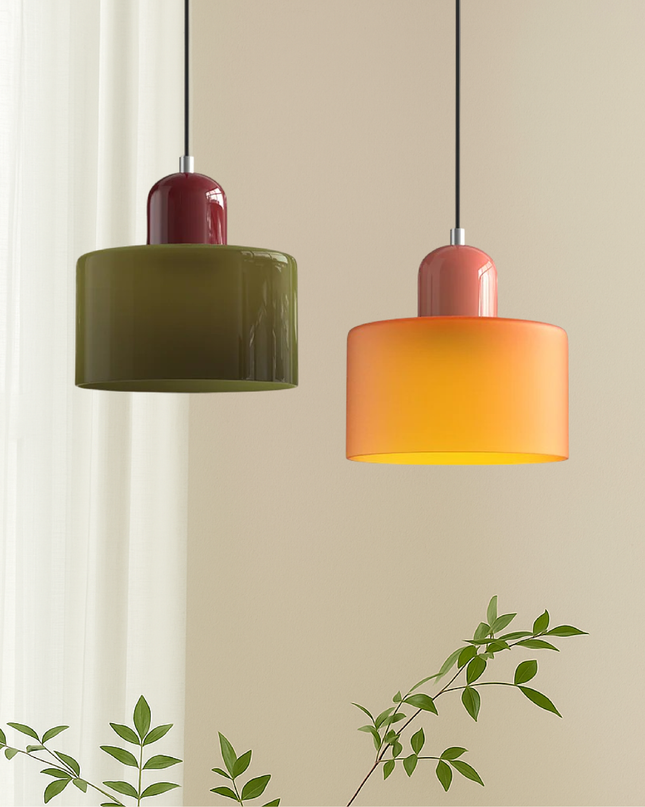 Szklana lampa wisząca z oświetleniem LED – geometryczny design do oświetlenia wiszącego w kuchni lub jadalni 1