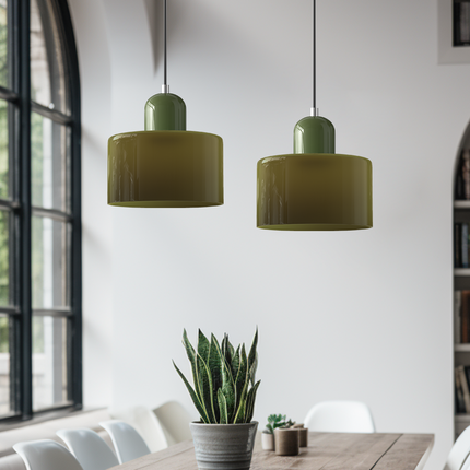 Szklana lampa wisząca z oświetleniem LED – geometryczny design do oświetlenia wiszącego w kuchni lub jadalni 3