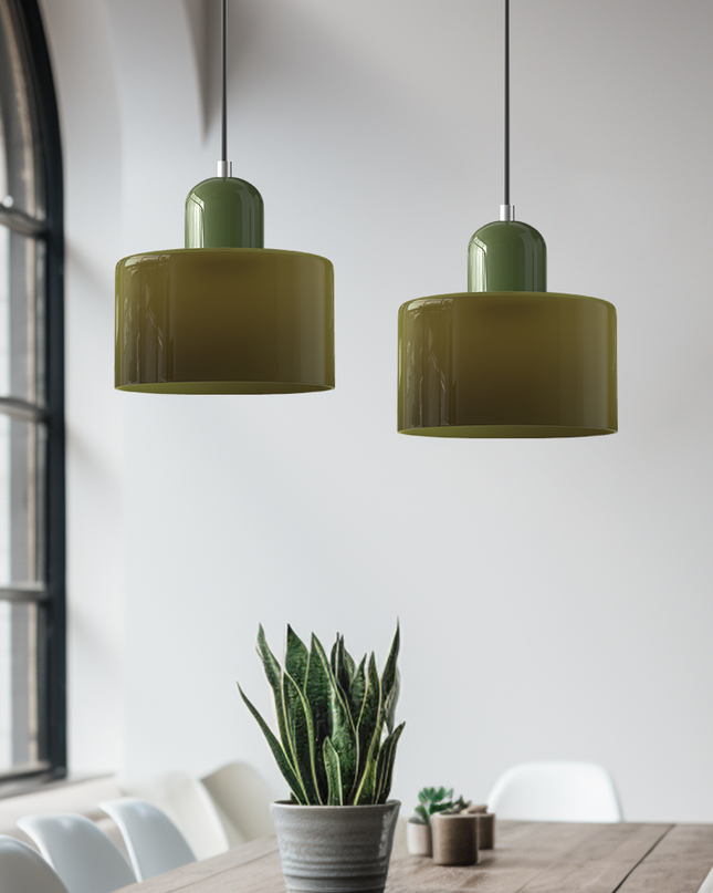 Szklana lampa wisząca z oświetleniem LED – geometryczny design do oświetlenia wiszącego w kuchni lub jadalni 3