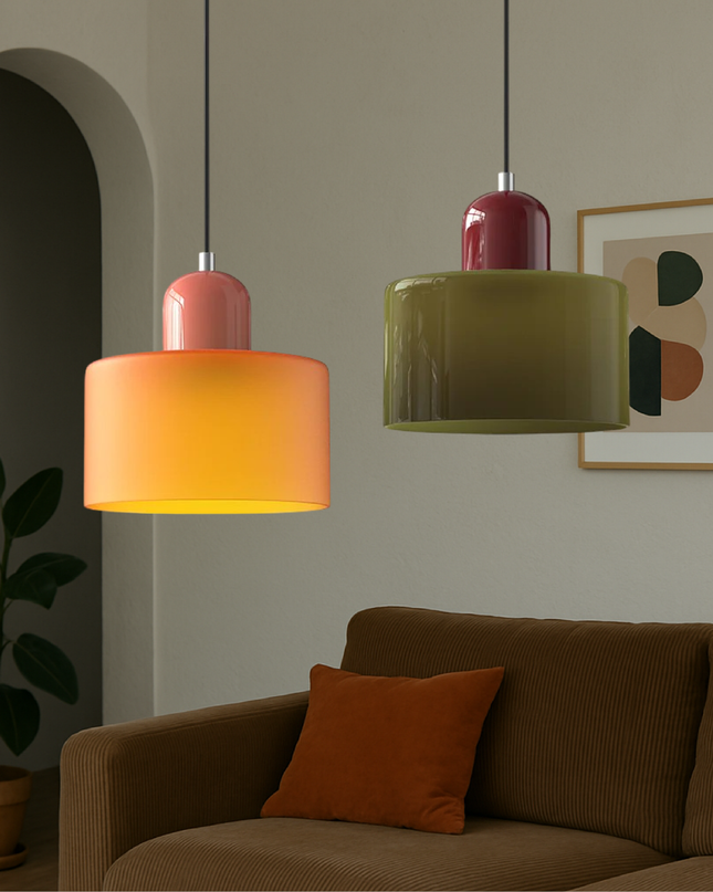 Szklana lampa wisząca z oświetleniem LED – geometryczny design do oświetlenia wiszącego w kuchni lub jadalni 4
