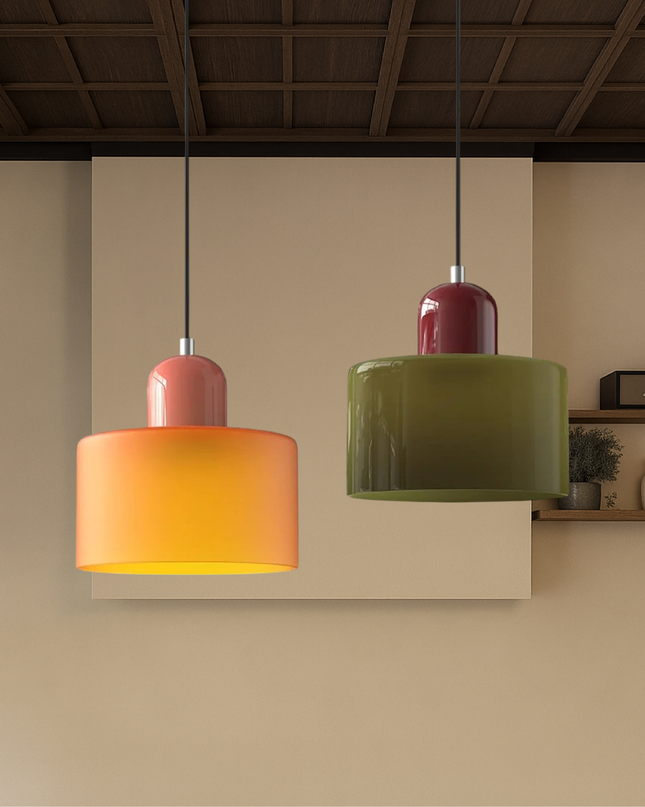 Szklana lampa wisząca z oświetleniem LED – geometryczny design do oświetlenia wiszącego w kuchni lub jadalni 5