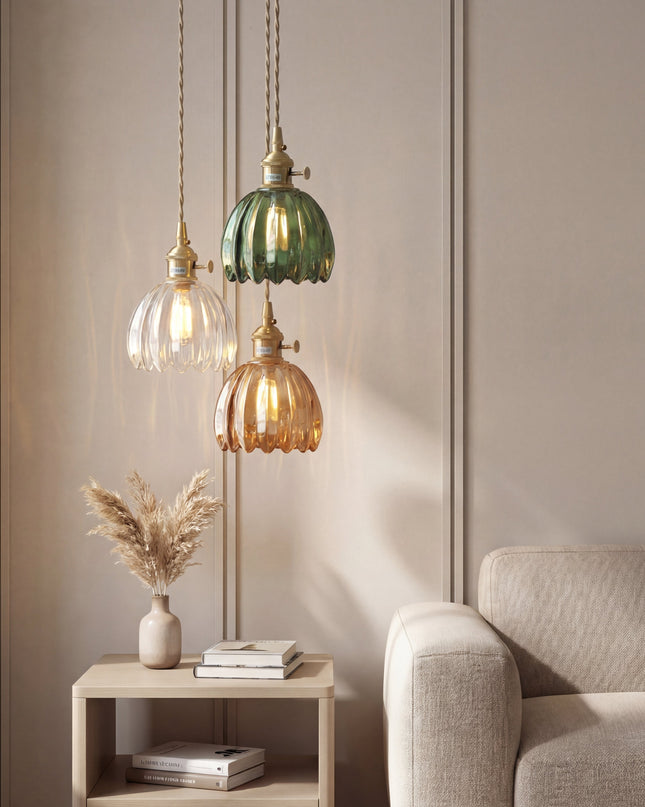 Szklana lampa wisząca z regulowaną wysokością – minimalistyczny japoński design do oświetlenia wiszącego w kuchni 1