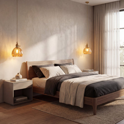 Szklana lampa wisząca z regulowaną wysokością – minimalistyczny japoński design do oświetlenia wiszącego w kuchni 4