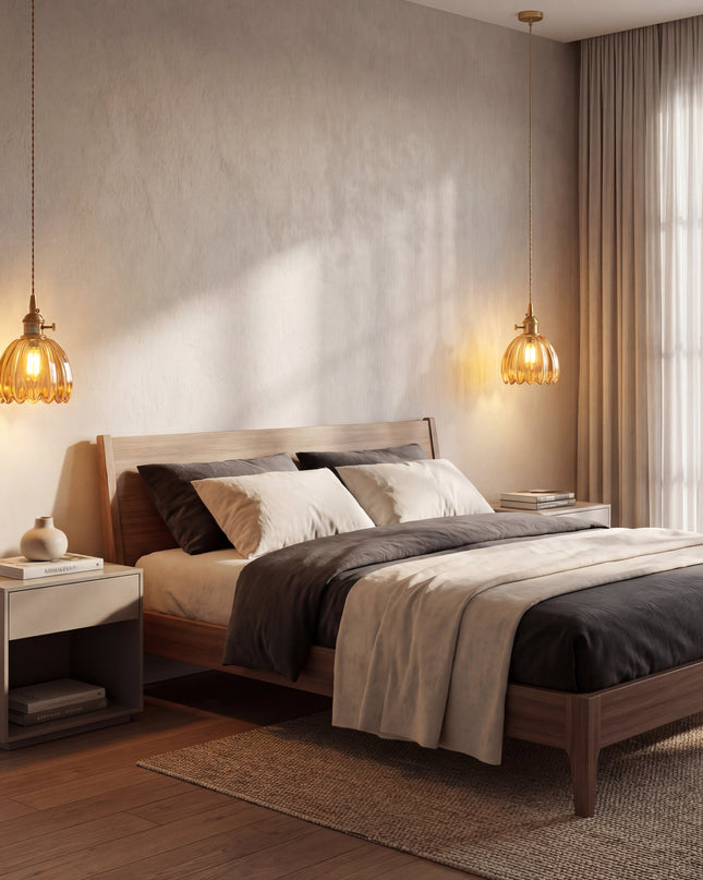 Szklana lampa wisząca z regulowaną wysokością – minimalistyczny japoński design do oświetlenia wiszącego w kuchni 4