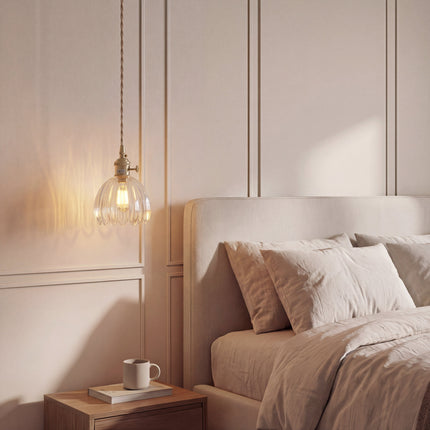 Szklana lampa wisząca z regulowaną wysokością – minimalistyczny japoński design do oświetlenia wiszącego w kuchni 5