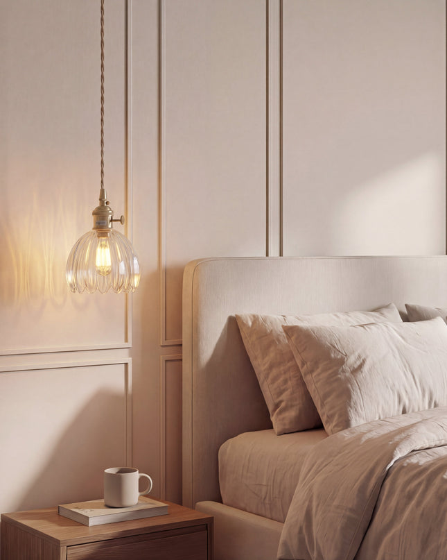 Szklana lampa wisząca z regulowaną wysokością – minimalistyczny japoński design do oświetlenia wiszącego w kuchni 5