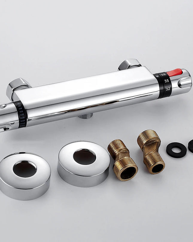 Termostatyczny Kran Prysznicowy TempControl Chrome z Kontrolą Temperatury – Wysokiej Jakości Ceramika i Tworzywo, Nowoczesny Design 0