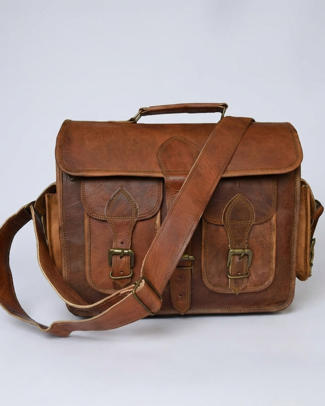 Torba fotograficzna ze skóry w stylu vintage z regulowanymi przegródkami i wieloma kieszeniami – konstrukcja typu crossbody z wytrzymałej skóry koziej 1